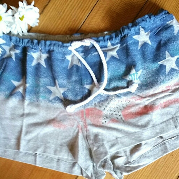 Miss Me Pants - NWOT ♡MISS ME♡ Drawstring Flag Shorts